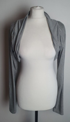 NICE COLLECTION Damen Strickjacke grau Langarm Cropped 