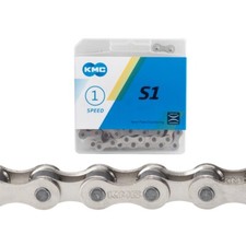 KMC S1 Chain Single Speed 1/2" x 1/8" 112 Links Silver - BMX Track Fixed Gear