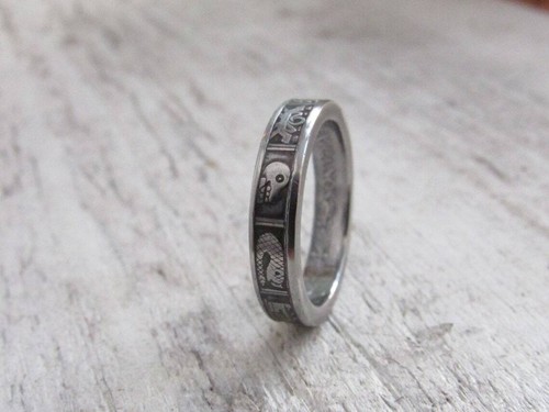 Coin Ring (Mexico) Steel Skull - Mexican coin ring - Mexican jewelry - Mexican - Picture 8 of 9