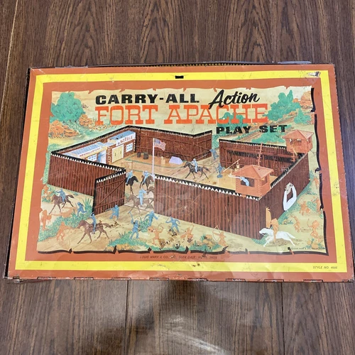 Louis Marx Vintage Fort Apache Carry-All Play Set Style 4685 Western Cowboys