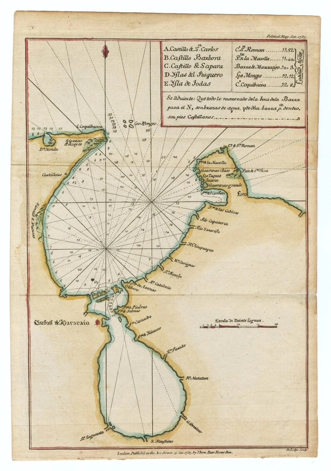 Antique Map "Lake Maracaibo" (Venezuela) J. Lodge, 1783 - Image 2 of 3