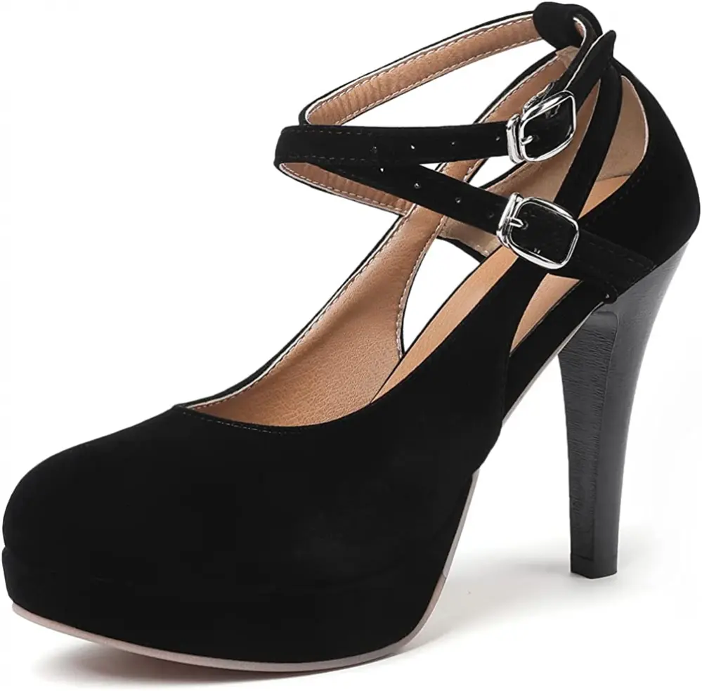 Afterhours Black Patent Strappy Platform Square Toe Stiletto Heels | Public  Desire