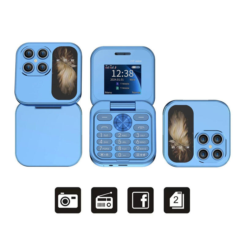 Mini Téléphone Portable I17 - Écran 1,77" - 2G, Double SIM, Radio FM - 32 Go - Neuf