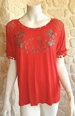 Tee shirt rouge neuf taille XL marque Coline étiqueté à 35€ (ctd) - Photo 1/4