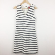 J Crew Sheath Dress Women 00 Blue Stripe Woven Sleeveless V-Neck Nautical Preppy