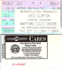 ERIC CLAPTON CONCERT TICKET STUB, 10/13/1994, HARTFORD CIVIC CENTER