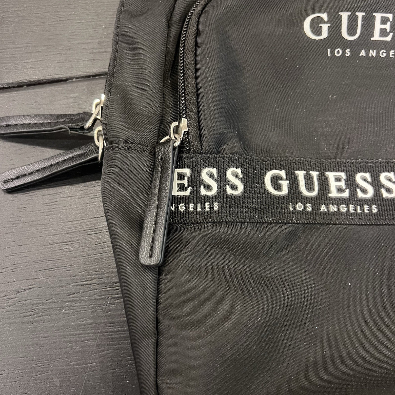 GUESS Small Black Adjustable Backpack With Two Zi… - image 3