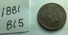 1881 Indian Head Penny; GOOD condition; #815