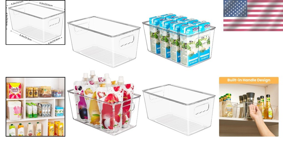 Stackable Small Clear Storage Bins with Handles - Perfect for Home ...