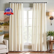 Par de paneles de cortina superiores con ojales de lino, 50 x 90  pulgadas NUEVO