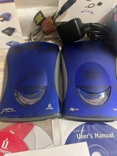 Vintage Pair iomega Zip 250 MB USB Powered/brick powered - manuals, zip drives