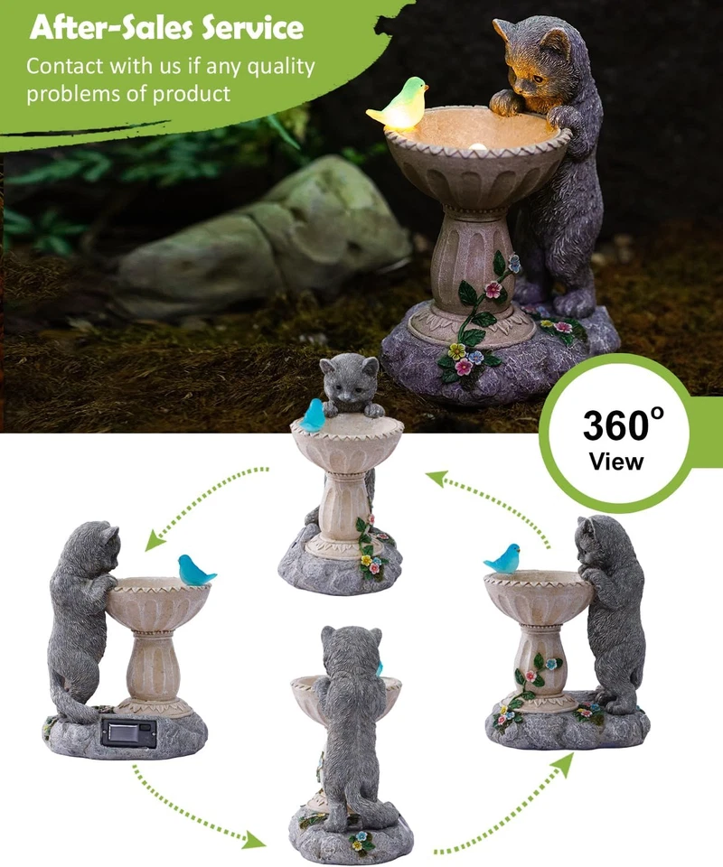 Decoración de jardín solar para gatos: estatuas exteriores adornos para decoraciones exteriores patio A Foto 3 de 4