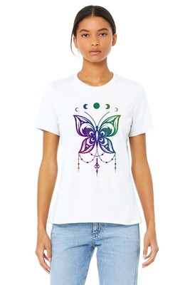 Butterfly Design Gildan Women's Softstyle  Fitted T-Shirt Size Medium