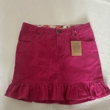 Lands' End Girls Pink Corduroy Ruffle Hem Mini Skirt Adjustable Waist Pockets