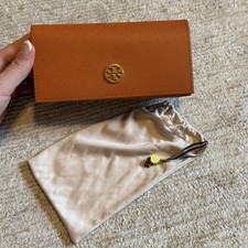 Tory Burch Burnt Siena Leather Sunglasses Case and Drawstring Bag Dust Cover