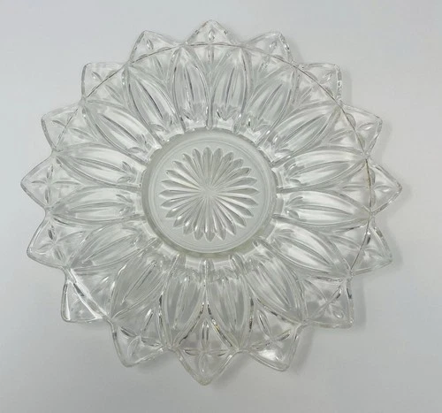 Vintage 1960s Pressed Federal Glass “Petal Clear” Sandwich Serving Plate Platter