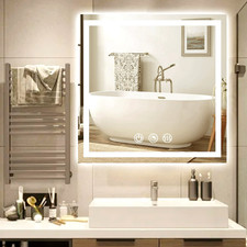 LED Bathroom Mirror with Light 36''x36'' Dimmable Anti-Fog Wall Makeup Mirror