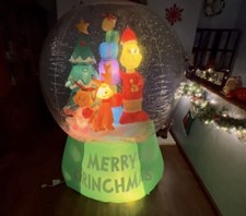 Customized Gemmy 6ft Inflatable Grinch Snowglobe Christmas Yard Decoration