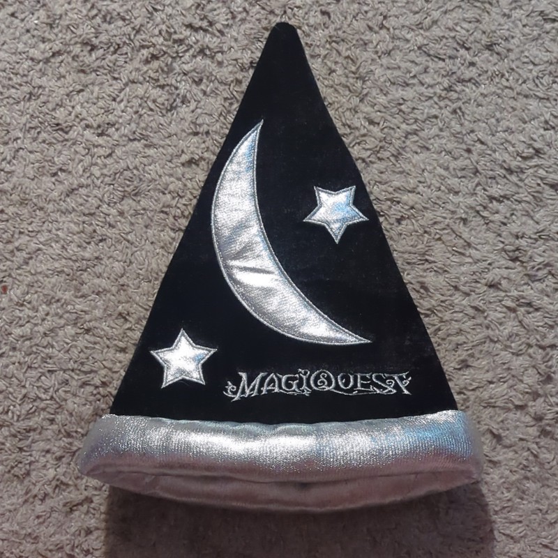 Fiesta One Size Black Wizard Hat Silver Moon & Stars Magicquest 
