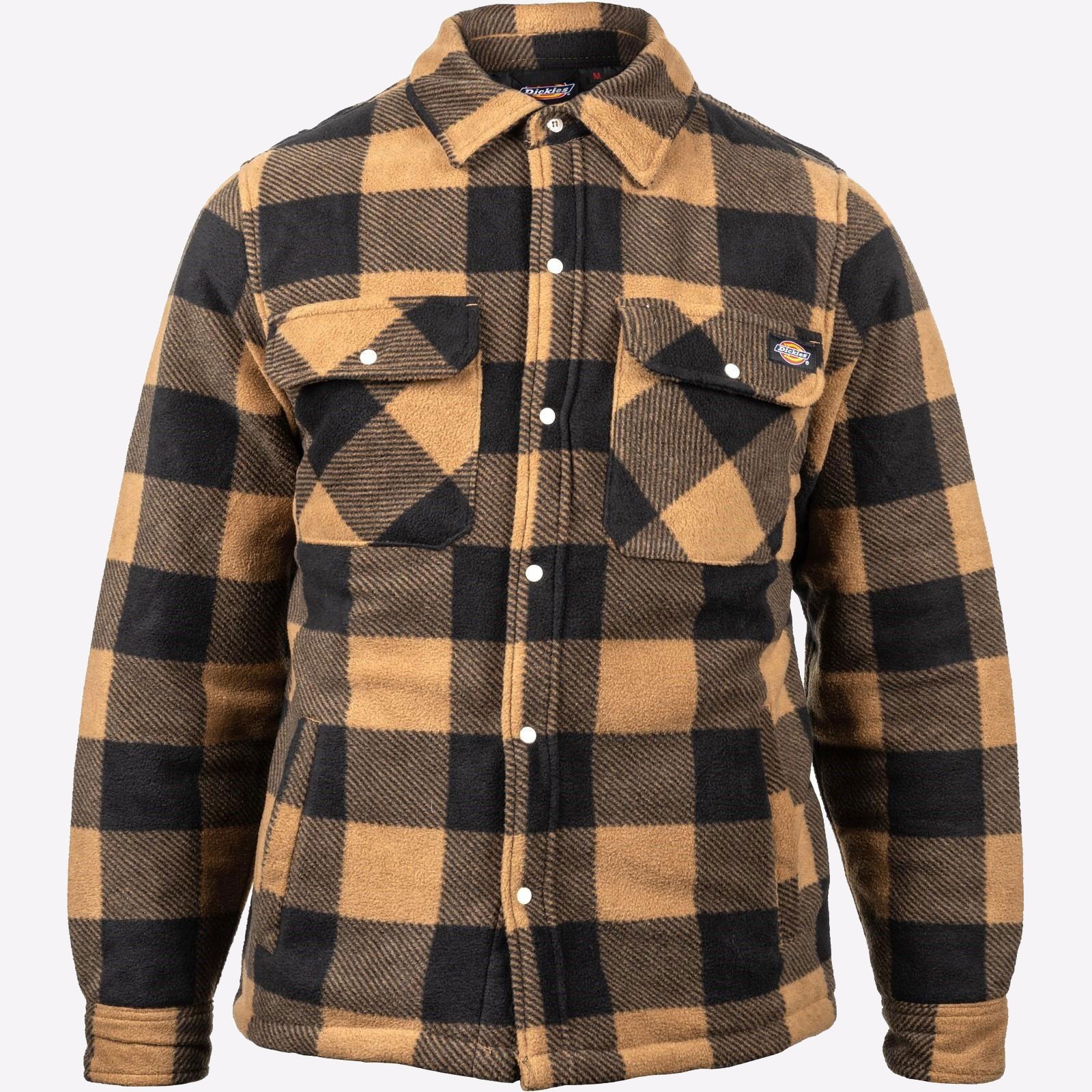 Dickies Portland Mens Lumberjack Padded Fleece Shirt Khaki