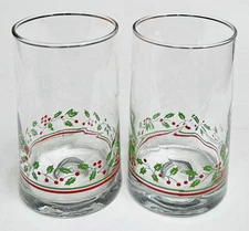 Vintage 1983/84 Libbey Arby's Holly Berry Christmas 5.25" Glasses~Set of 2~NICE!