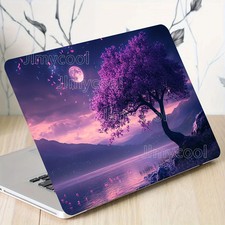 2pcs Scratch resistant Pooh Laptop Skin Purple Tree and Moon Design Waterproof