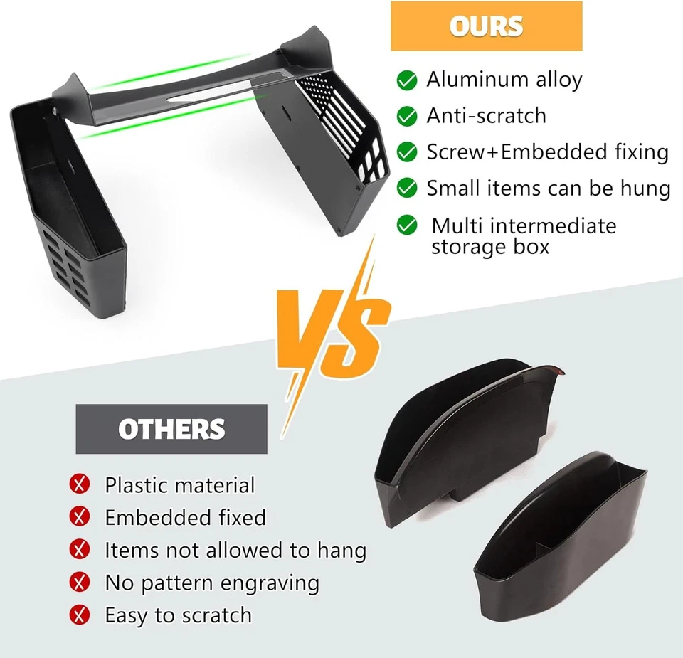 Bandeja de metal para Jeep Wrangler JK JKU 2011-18 consola cambio de marchas lateral Foto 3 de 4