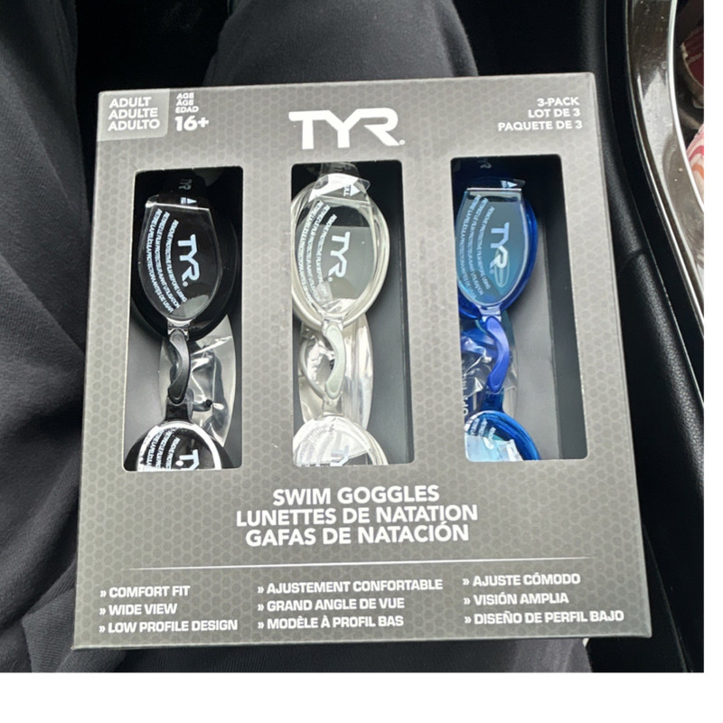 TYR Adult Swim Goggles 3-Pack Black/Clear/Blue Model 1819571