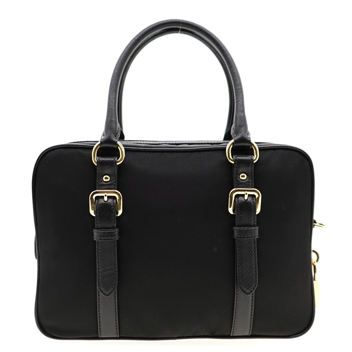 Prada Shoulder Bag Crossbody Satchel Nylon Saffiano With Lock And