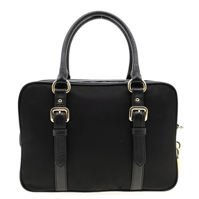Prada Shoulder Bag Crossbody Satchel Nylon Saffiano With Lock And