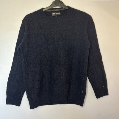 Barbour Pullover Herren mittelblau Sweater Pulli Wolle Leinen Farmer Country Strick