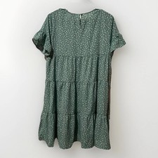 SHEIN Green Polka Dot Tiered Babydoll Dress Womens Medium Short Sleeve