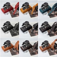 Handmade Genuine Real Leather Half Case Bag Cover Shoulder Strap For Nikon F2