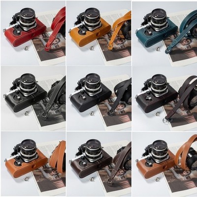 Handmade Genuine Real Leather Half Case Bag Cover Shoulder Strap For Nikon F2