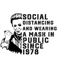 Halloween Sticker (3 Inch) Social Distancing With A Mask Nostalgic Character !