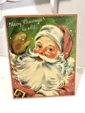 Vintage 8X10 Wooden Sign Santa Victorian Merry Christmas to All Holiday Decor