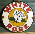 VINTAGE WHITE ROSE GASOLINE STATION PORCELAIN FLOWER SIGN GAS OIL