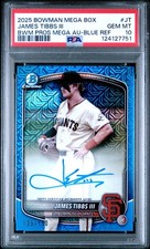 2025 Bowman Chrome Mega Blue Mojo James Tibbs III Auto Dodgers /150 PSA 10