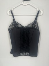 Vintage BESTFORM Black LACE CAMISOLE Size 34 Nylon Slip Top