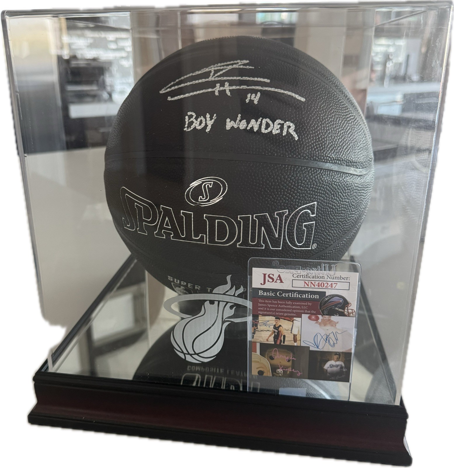 Tyler Herro "Boy Wonder" Autographed Basketball And Miami Heat Display Case (JSA