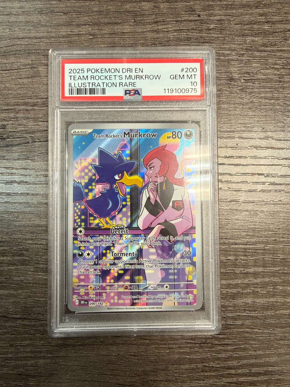2025 Pokémon Destined Rivals #200 Team Rocket’s Murkrow PSA 10 Illustration Rare