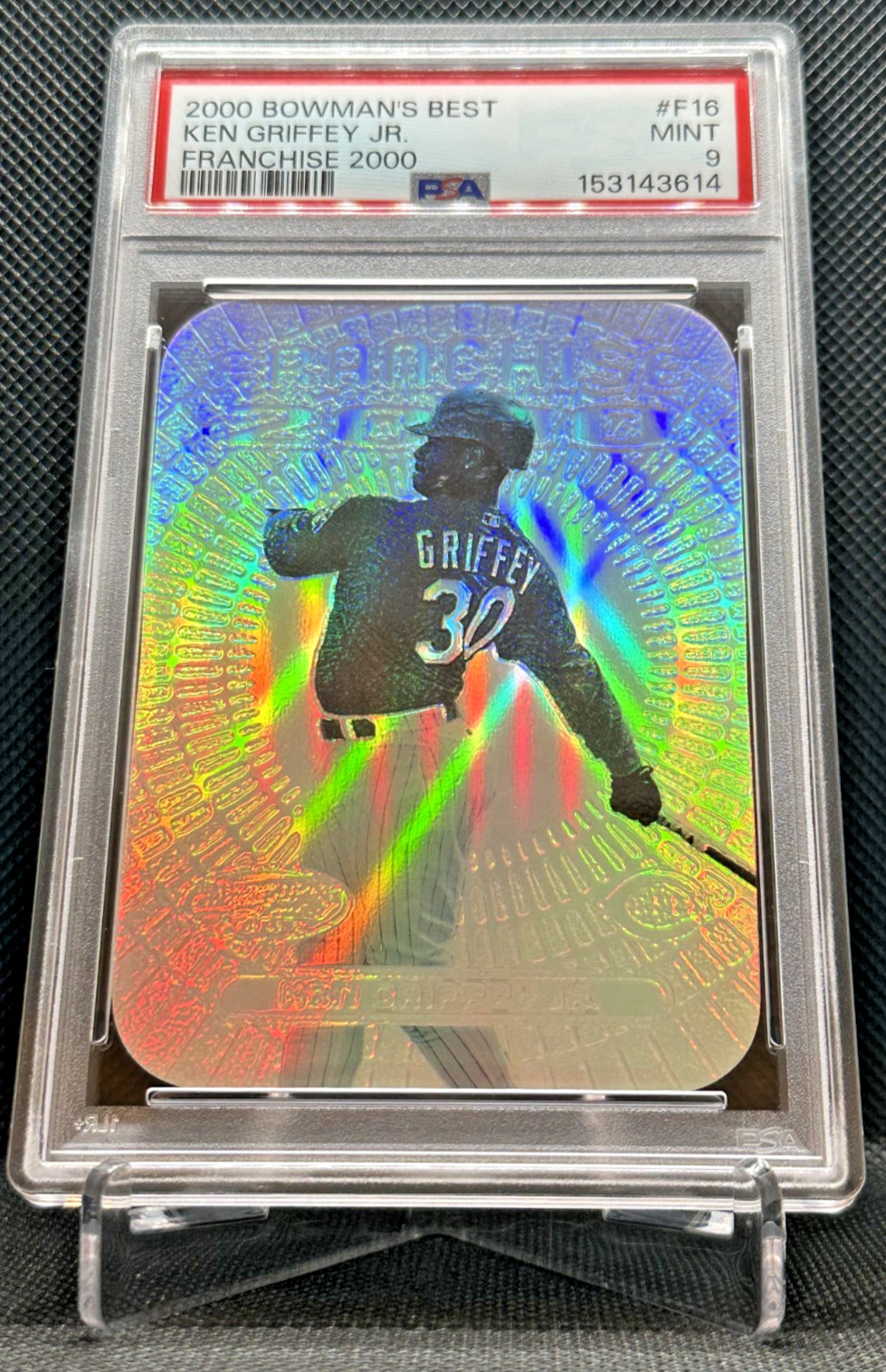 2000 Bowman's Best Ken Griffey Jr Franchise AWESOME RAINBOW SHINE LOW POP! PSA 9 view 10