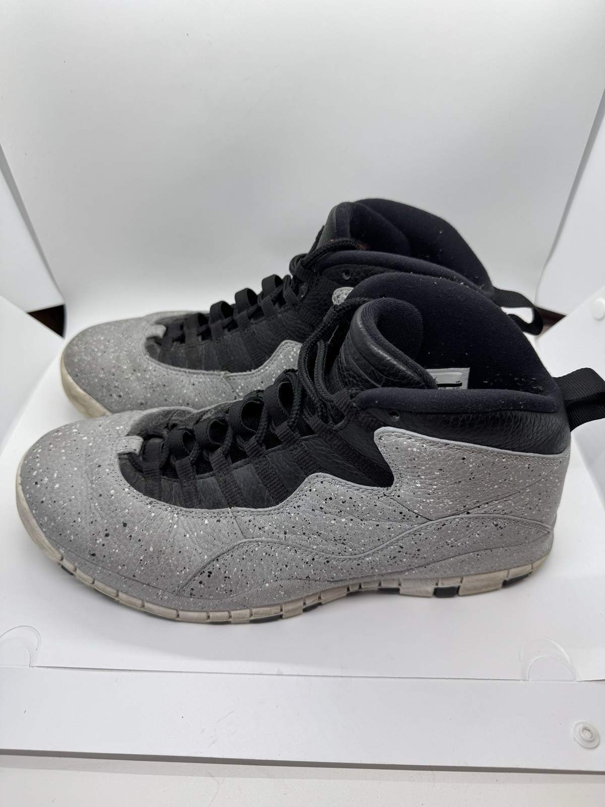 Nike Air Jordan 10 Retro Cement Light Grey Smoke Black Men’s Size 12 Used Clean thumbnail 2