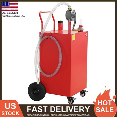 50 Gallon Fuel Caddy, Portable Gas & Diesel Storage Tank w/ Manual Transfer Pump