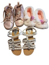 Bundle 3 Pairs Girls Shoes Size 3 Sandles Slippers Unicorn Trainers Light Up