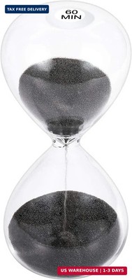 SuLiao Hourglass 60 Minute Sand Timer: 5.1 Inch Black Sand Clock, Large Sand Wat