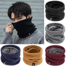 Neck Warmer Scarf Soft Double Layer Knit Loop Fleece for Women Men Warm Winter