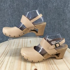 Dansko Sandals Womens 41 Thea Clogs Wooden Beige Casual Closed Toe Block Heels