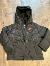 Nike Boys Puffer Coat Black Hooded Size 5Y