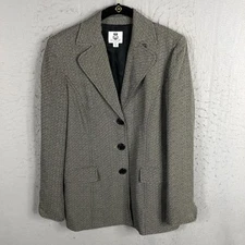Renfrew Blazer Womens 4 Gray Black Herringbone Career Jacket Made in USA Classic